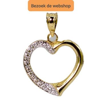 Vintage Gouden Hart Hanger Zirkonia | Echt Goud Sieraad, Verzenden, Goud