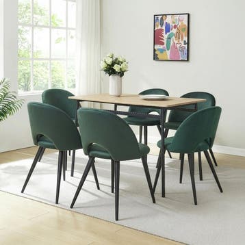 Eetkamerstoelen Karijo set van 6 fluweel 77x50x55 cm donkerg, Verzenden, Nieuw