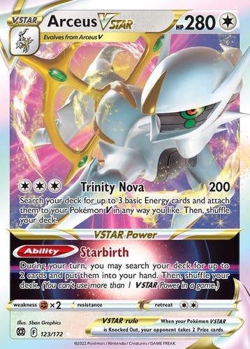 Arceus Vstar 123/172 Brilliant Stars, Hobby en Vrije tijd, Verzamelkaartspellen | Pokémon, Ophalen of Verzenden, Nieuw, Losse kaart