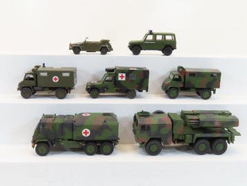 Schuco 1:87 - Modeltreinvoertuigen (7) - 7 Leger voertuigen:, Nieuw