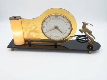 Tafelklok - Art Deco Glas, Plastic, Brons - 1920-1930