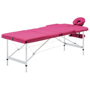 vidaXL Massagetafel inklapbaar 3 zones aluminum roze, Sport en Fitness, Verzenden, Nieuw