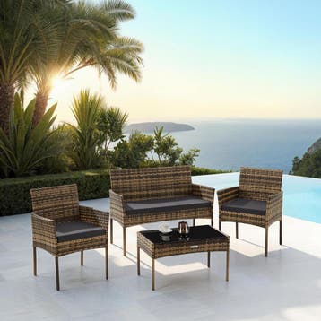 Wicker tuinset Palese voor 4 personen - natuur, Tuin en Terras, Verzenden, Nieuw