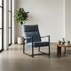 Leren fauteuil Square - Kenia Denim (blauw), Huis en Inrichting, Fauteuils, Nieuw, Ophalen of Verzenden, 50 tot 75 cm, Industrieel, Modern