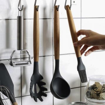 Ruhhy 12-delige keukenset – siliconen en hout – hittebes, Ophalen of Verzenden, Nieuw