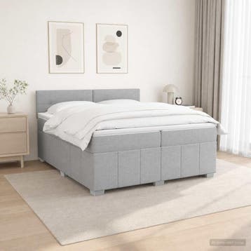 vidaXL Boxspringbed met matras Lichtgrijs 200 x 200 cm Stof, Verzenden, Nieuw, Tweepersoons