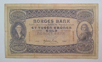 Noorwegen. - 1000 Kroner - 1940 - Pick 12c (Zonder