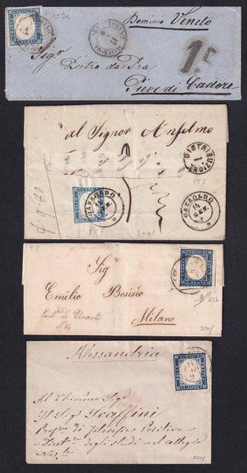 Italiaanse oude staten - Sardinië 1860 - Verzameling van 4, Gestempeld