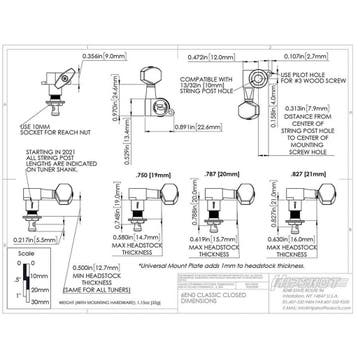 Hipshot HS6K1EN0SST guitar tuner upgrade kit, 6 inline, Muziek en Instrumenten, Ophalen of Verzenden, Nieuw