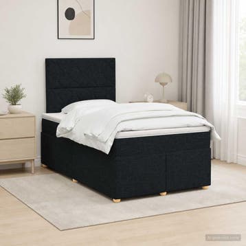 vidaXL Boxspringbed met matras met hoofdeinde Zwart 120 x, Verzenden, Nieuw, Twijfelaar, Zwart