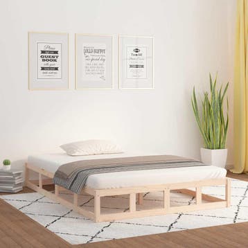 vidaXL Bedframe massief hout 140x200 cm, Bruin, Verzenden, 140 cm, 200 cm