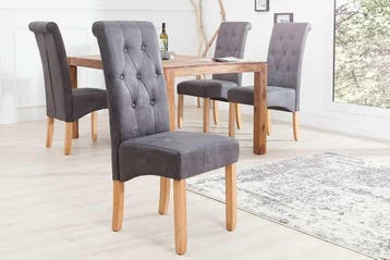 Elegante stoel CASA vintage grijs met decoratieve knopen, Ophalen of Verzenden, Nieuw