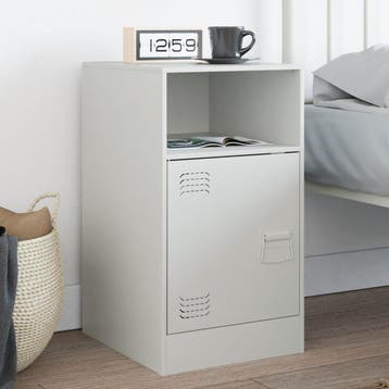 vidaXL Nachtkastje 34,5x39x62 cm staal wit, Minder dan 45 cm, Nieuw, 55 tot 70 cm, Verzenden