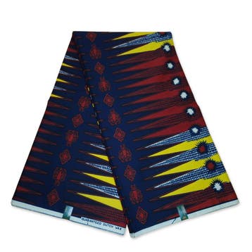 VLISCO stof Hollandais Afrikaanse Wax print - Blauw / Rode P, Ophalen of Verzenden, Nieuw