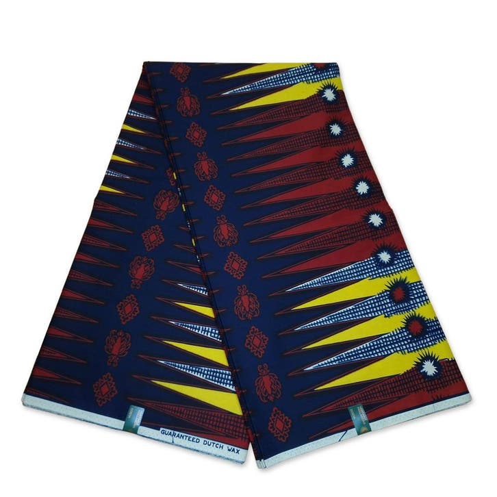 VLISCO stof Hollandais Afrikaanse Wax print - Blauw / Rode P, Hobby en Vrije tijd, Stoffen en Lappen, Nieuw, Ophalen of Verzenden