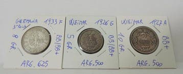 Duitsland, Weimar Republiek Lotto 3 monete da 1 e 2