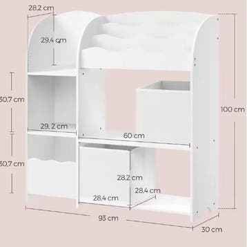 Kinder Boekenkast met Opbergdozen 3-in-1, Verzenden, Nieuw