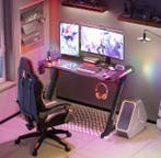 Gamingbureau 140 cm met RGB-verlichting en metalen poten, Huis en Inrichting, Verzenden, Nieuw
