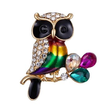 Fako Bijoux - Broche - Uil - Regenboog - 32x36mm -, Verzenden, Nieuw