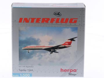 Schaal 1:500 Herpa 512138 Tupolev Tu-134A Interflug Reg...., Ophalen of Verzenden, Zo goed als nieuw