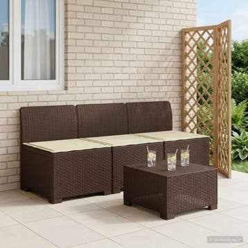 vidaXL 3-zits tuinbank met kussens in rattanlook 3-zits PP, Verzenden, Nieuw