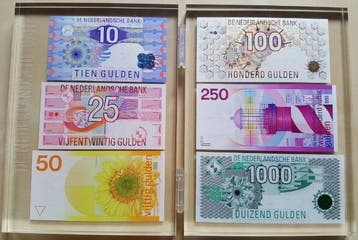 Nederland gulden set in plexiglas 1435 gulden, Postzegels en Munten, Bankbiljetten | Nederland, Ophalen of Verzenden, 1000 gulden