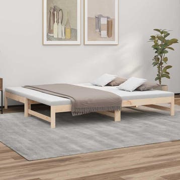 vidaXL Slaapbank uitschuifbaar 80x200 cm massief grenenhout, Eenpersoons, Bruin, Verzenden, Nieuw