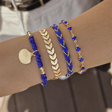 Set van 4 Bohemia Stijl Armbanden met Schelp & Zirkonia - Zo, Verzenden, Nieuw