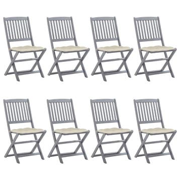 vidaXL Tuinstoelen 8 st inklapbaar met kussens massief, Tuin en Terras, Tuinstoelen, Verzenden, Nieuw, Hout