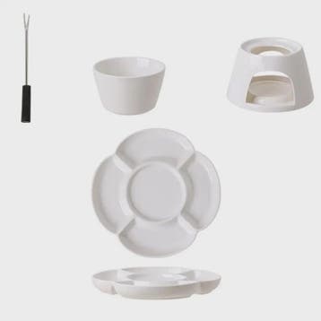 Keramische Fondue Set met Dienblad en Vorken - Voor Kaas, Ch, Verzenden, Nieuw