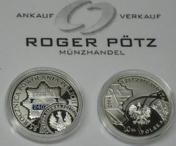 Polen 10 Zloty 2004 zilver 85 Jahre Polizei Pp coloriert..., Verzenden