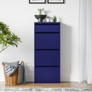 Schoenenkast Sokndal 4 kleppen middernachtblauw 118x50x15 cm, Verzenden, Nieuw
