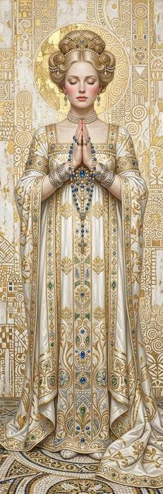 CREATIVE_HUB - Priestess in prayer Klimt style -XXL 40 x 120