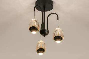 Rietveld Plafondlampen - Zwart, Goud - Glas, Metaal, Verzenden, Nieuw