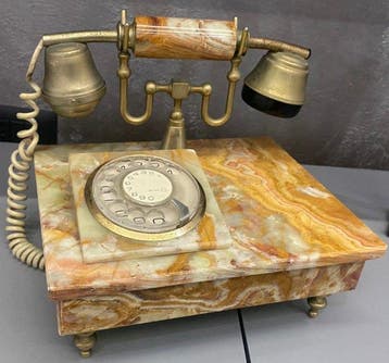 Sitel - Analoge telefoon - Messing, Onyx - retro telefoon, Antiek en Kunst