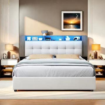 Modern Fluwelen Opbergbed met LED en USB Aansluiting, Verzenden, Nieuw