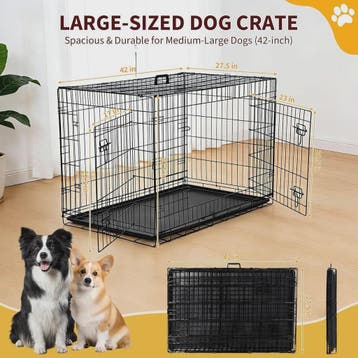 36 Inch Metalen Hondenkennel - Inklapbaar, Dubbele Deuren &, Verzenden, Nieuw