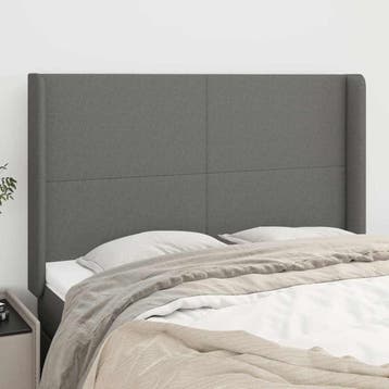 vidaXL Hoofdbord met randen 147x16x118/128 cm stof, Verzenden, Nieuw, Grijs, Stof