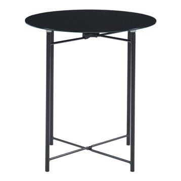 Bijzettafel Ödeshög rond glas 45xØ42 cm zwart [en.casa], Verzenden, Nieuw
