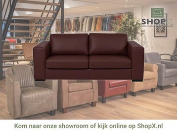 Leren bank Flow - 2,5 zits - Toledo Bordeaux (donkerrood) -, Nieuw, Ophalen of Verzenden, Rechte bank, Modern