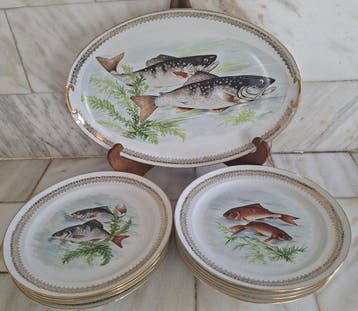 Porcelaine de luxe - Serveerset voor vis (9) - Porselein