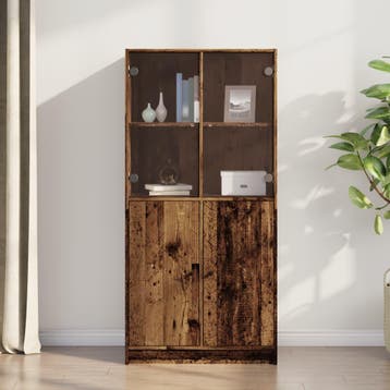 vidaXL buffetkast met deuren 68x37x142 cm bewerkt hout oud, Minder dan 50 cm, Verzenden, Nieuw, Minder dan 100 cm