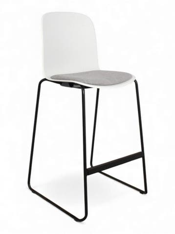 Steelcase Cavatina barkruk met bekleed zitvlak, sledge fr..., Ophalen of Verzenden, Gebruikt, Wit