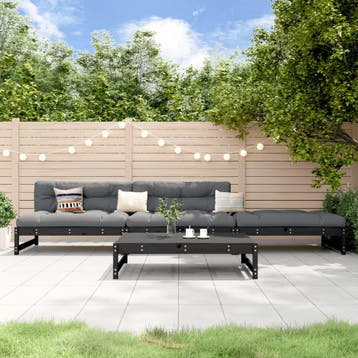 vidaXL 4-delige Loungeset massief grenenhout zwart, Tuin en Terras, Verzenden, Nieuw, 4 zitplaatsen, Loungeset