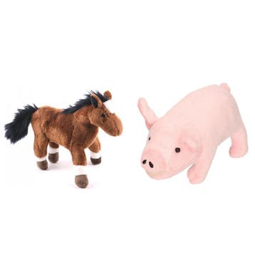 Pluche boerderijdieren knuffelset - varken en paard - 20 cm, Verzenden, Nieuw