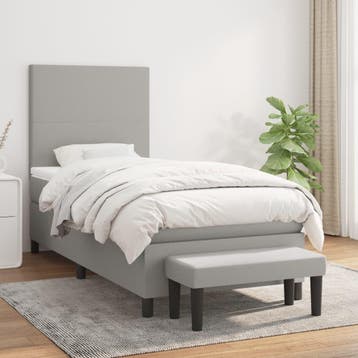 vidaXL Boxspring met matras stof lichtgrijs 90x190 cm, 90 cm, Eenpersoons, Verzenden, Nieuw