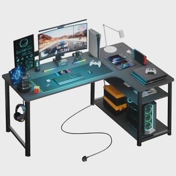 COMHOMA Hoekbureau met Planken, 120cm Gaming PC Bureau met U, Huis en Inrichting, Bureaus, Verzenden, Nieuw
