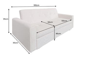 Slaapbank SMART 180 cm 2-zits, corduroy beige - 47592, Huis en Inrichting, Slaapkamer | Slaapbanken, Ophalen of Verzenden, Nieuw
