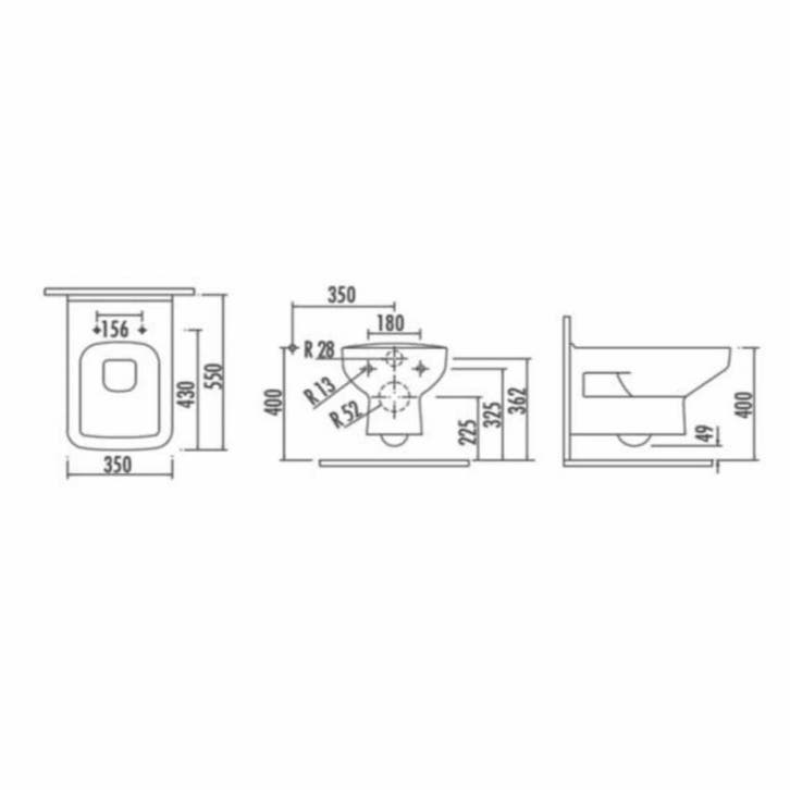 Wandcloset Creavit Design met Bidet Keramiek Wit (Excl., Doe-het-zelf en Verbouw, Sanitair, Ophalen of Verzenden