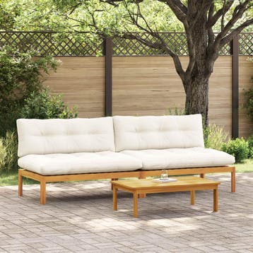 vidaXL Midden Sofaset 2 Stuk Natuurlijk en Crème Wit, Verzenden, Nieuw, 2 zitplaatsen